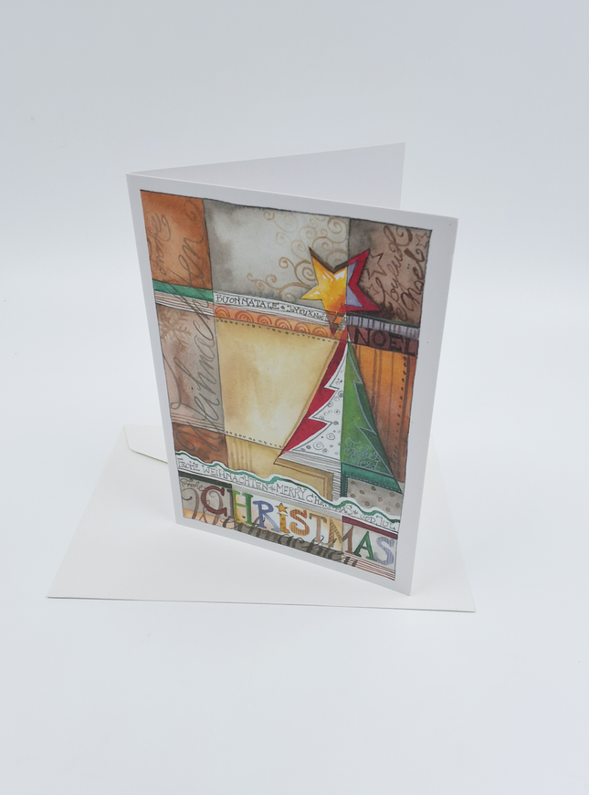 Wenskaart eco-lam. kerstboom "Christmas"