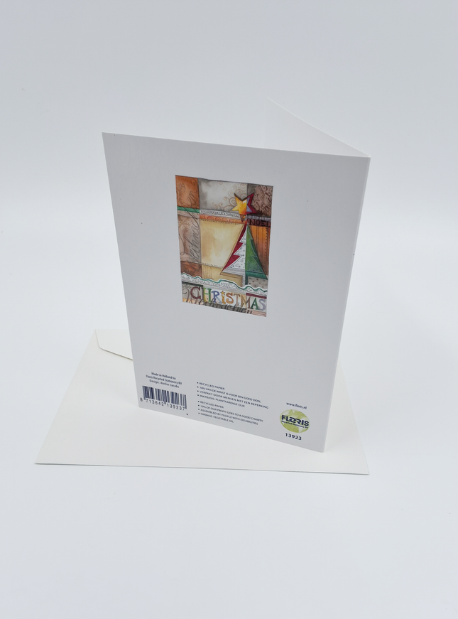 Wenskaart eco-lam. kerstboom "Christmas"