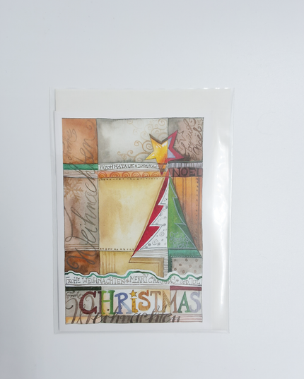 Wenskaart eco-lam. kerstboom "Christmas"