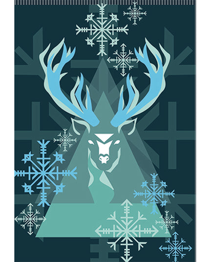 Wenskaart eco-lam. rendier groen zwart