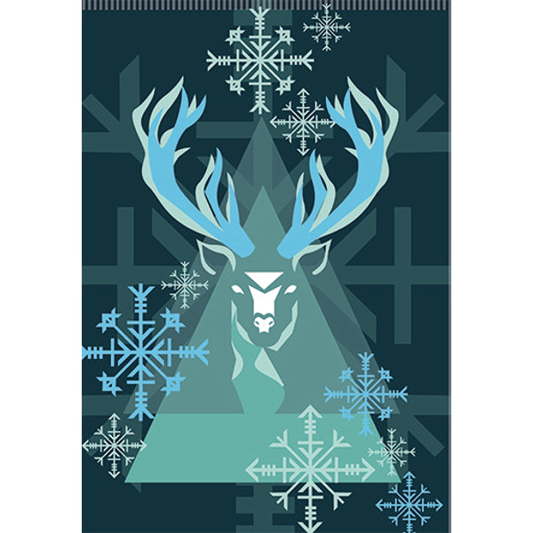 Wenskaart eco-lam. rendier groen zwart