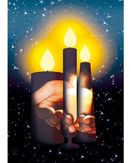 Wenskaart eco-lam. kaarsen handen