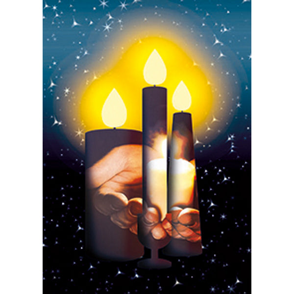 Wenskaart eco-lam. kaarsen handen