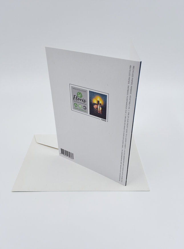 Wenskaart eco-lam. kaarsen handen