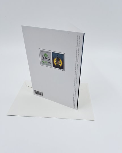 Wenskaart eco-lam. lantaarn heilige familie