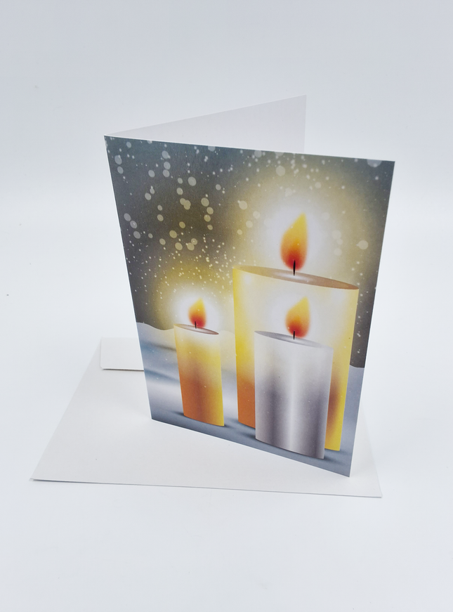 Wenskaart eco-lam. drie kaarsen