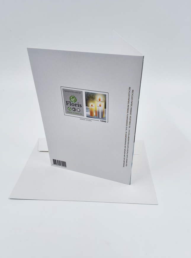 Wenskaart eco-lam. drie kaarsen