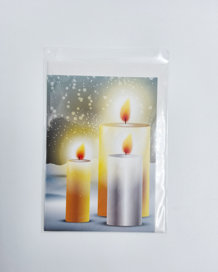 Wenskaart eco-lam. drie kaarsen