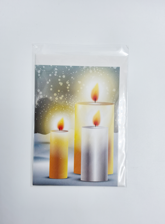 Wenskaart eco-lam. drie kaarsen