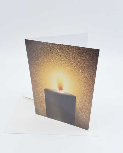 Wenskaart eco-lam. kaars bruin