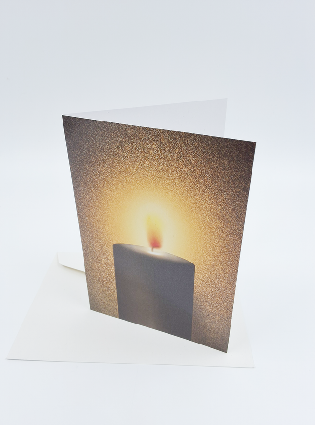 Wenskaart eco-lam. kaars bruin