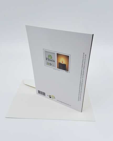 Wenskaart eco-lam. kaars bruin