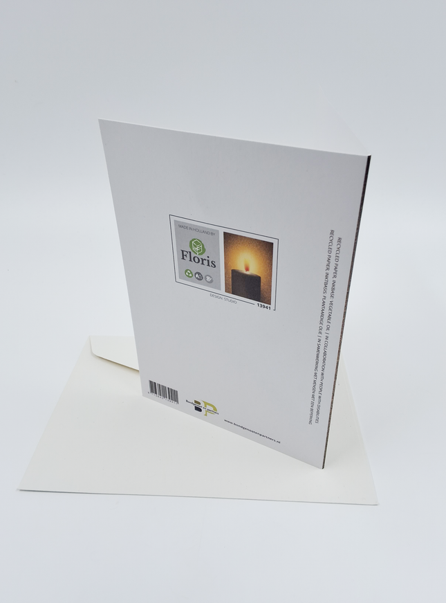 Wenskaart eco-lam. kaars bruin