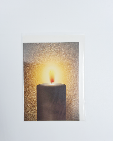 Wenskaart eco-lam. kaars bruin