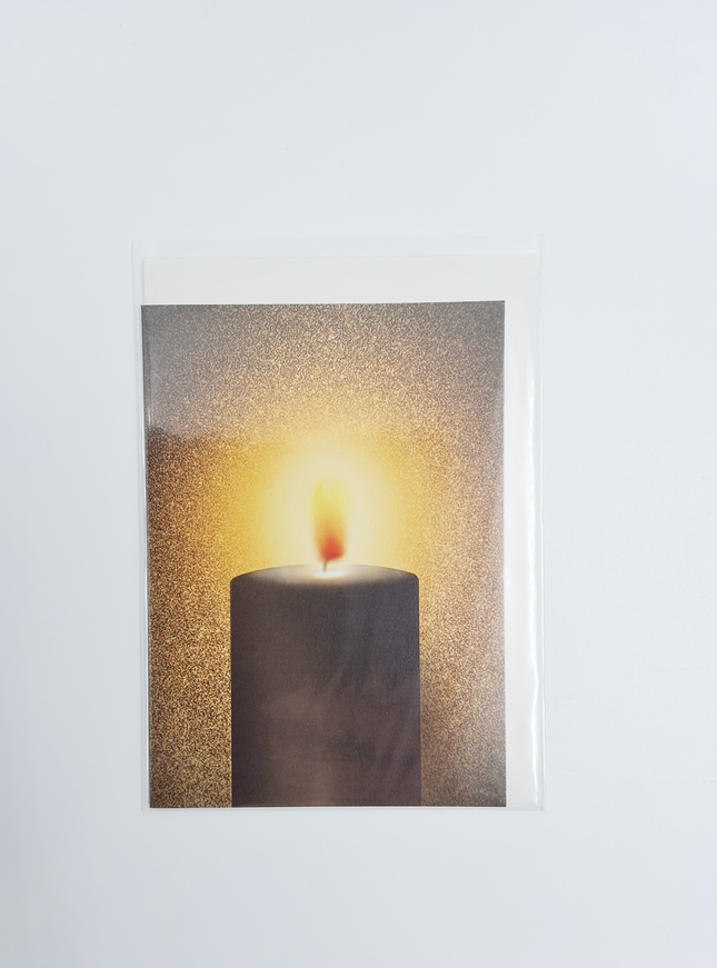 Wenskaart eco-lam. kaars bruin