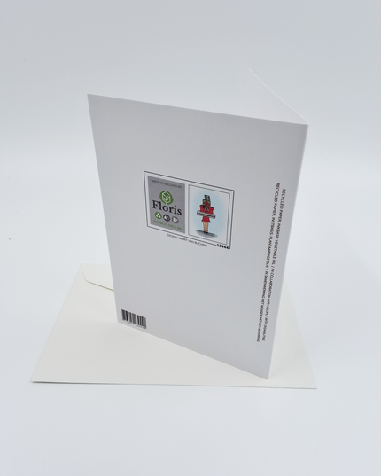 Wenskaart eco-lam. Meisje met cadeautjes