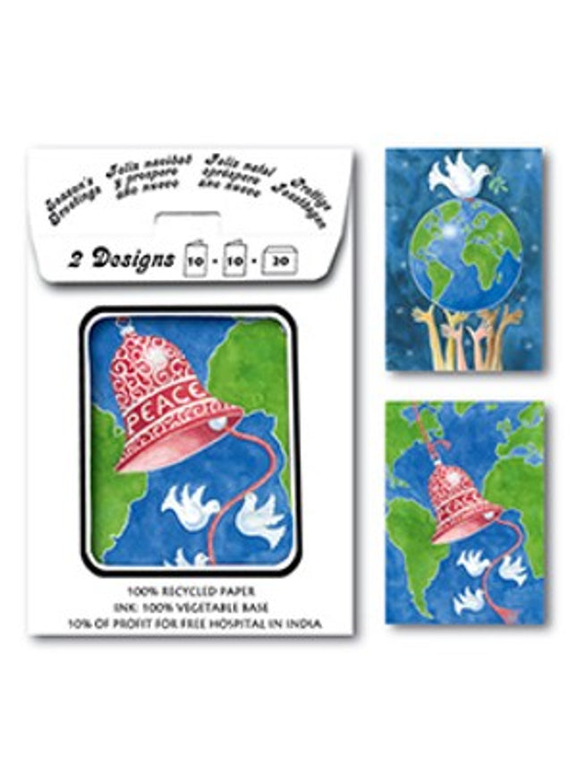 Kerstkaarten tasje 20x kerst aarde duiven (F12811 + F12812)