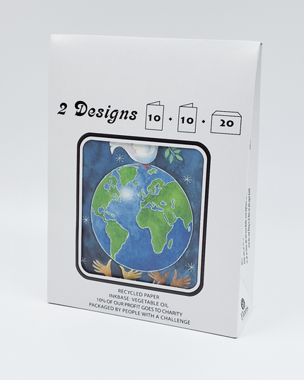 Kerstkaarten tasje 20x kerst aarde duiven (F12811 + F12812)