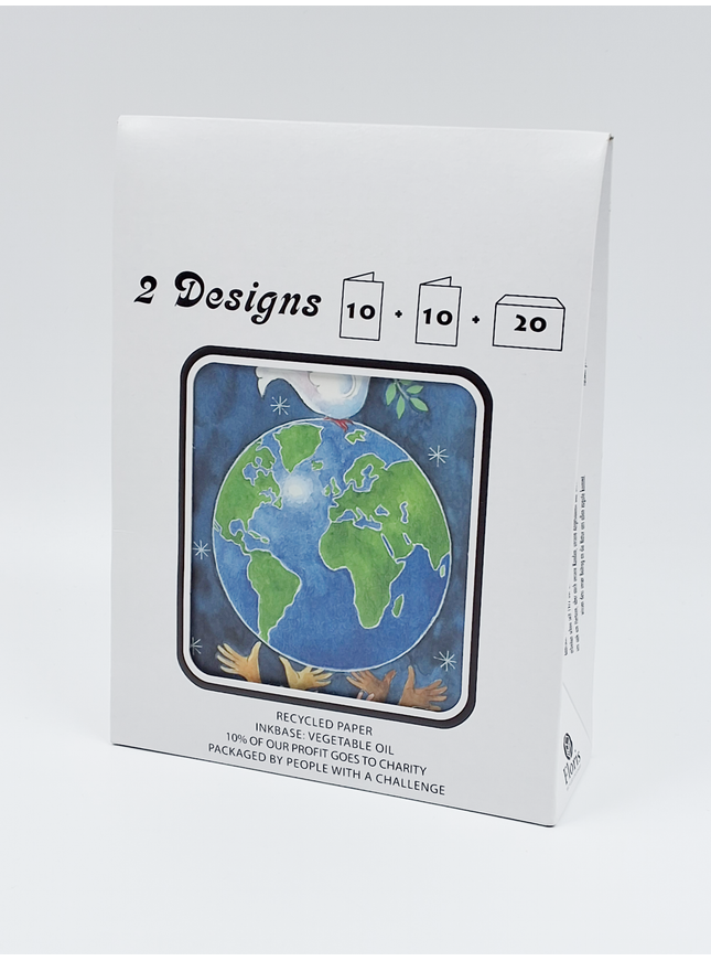 Kerstkaarten tasje 20x kerst aarde duiven (F12811 + F12812)