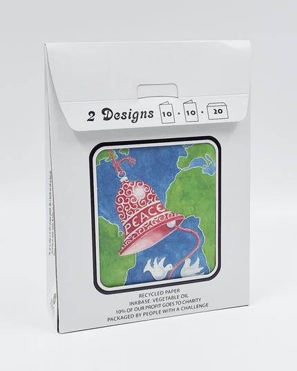 Kerstkaarten tasje 20x kerst aarde duiven (F12811 + F12812)