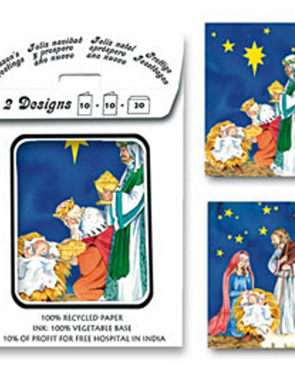 Kerstkaarten tasje 20x kerst koningen, Jozef (F12861 + F12862)