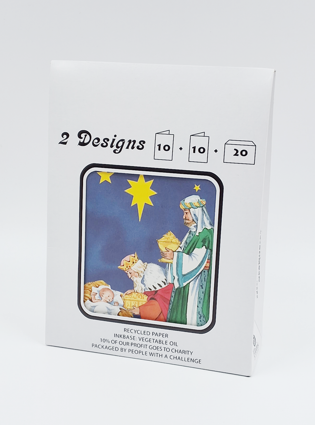 Kerstkaarten tasje 20x kerst koningen, Jozef (F12861 + F12862)