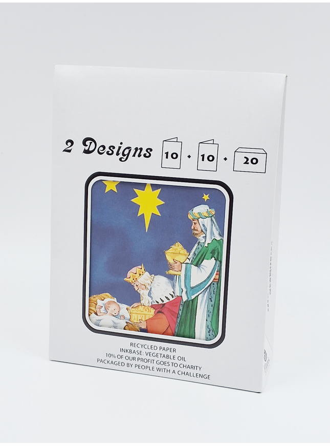 Kerstkaarten tasje 20x kerst koningen, Jozef (F12861 + F12862)