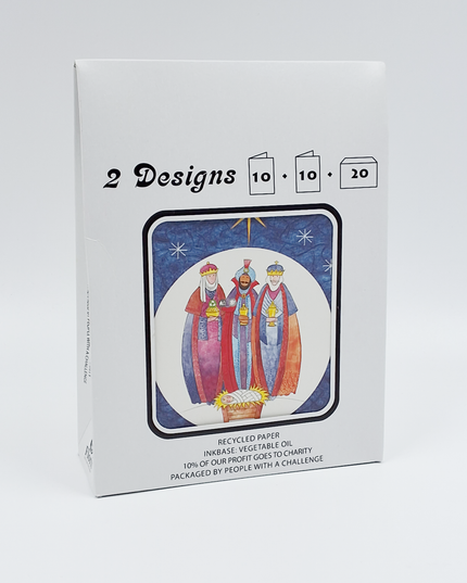 Kerstkaarten tasje 20x kerst Jozef, Maria, drie koningen (F12915 + F12916)