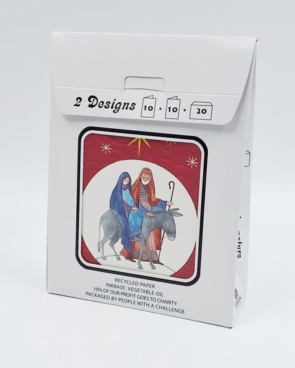 Kerstkaarten tasje 20x kerst Jozef, Maria, drie koningen (F12915 + F12916)