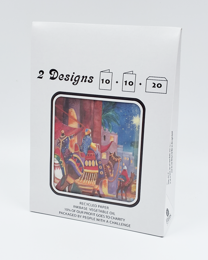 Kerstkaarten tasje 20x koningen en herders (F13073 + F13074)