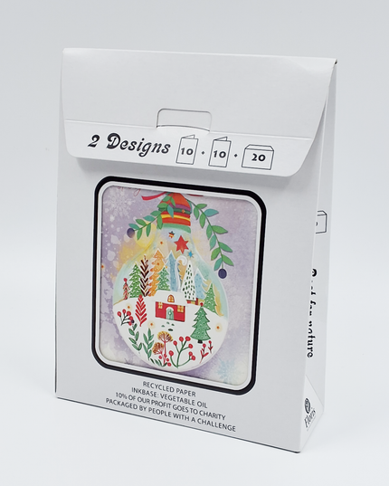 Kerstkaarten tasje 20x engel en kerstbal (F13086 + F13087)