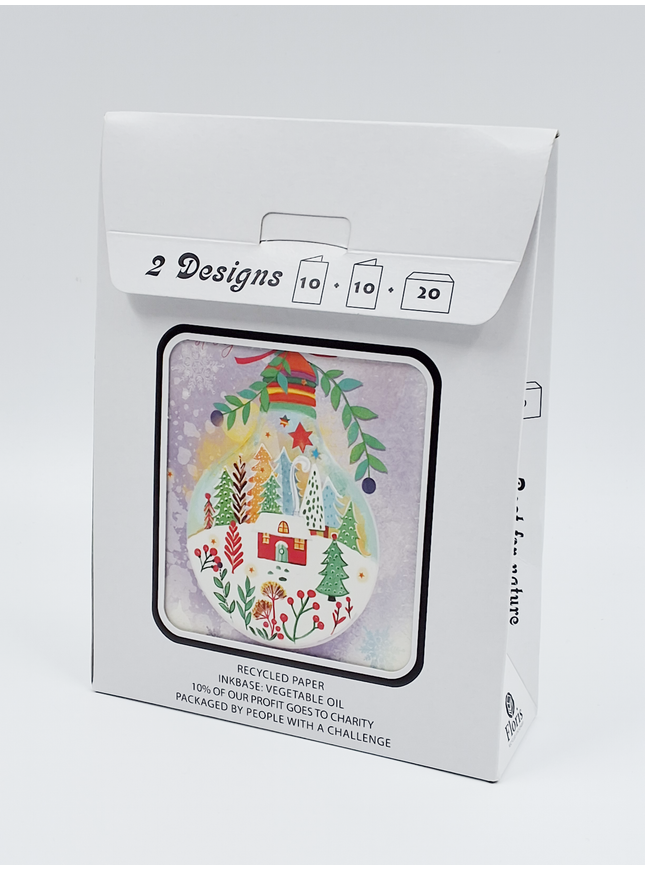 Kerstkaarten tasje 20x engel en kerstbal (F13086 + F13087)