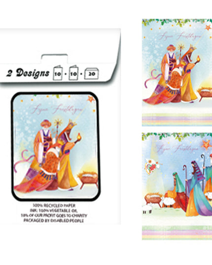 Kerstkaarten tasje 20x drie koningen (F13088 + F13089)