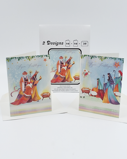 Kerstkaarten tasje 20x drie koningen (F13088 + F13089)