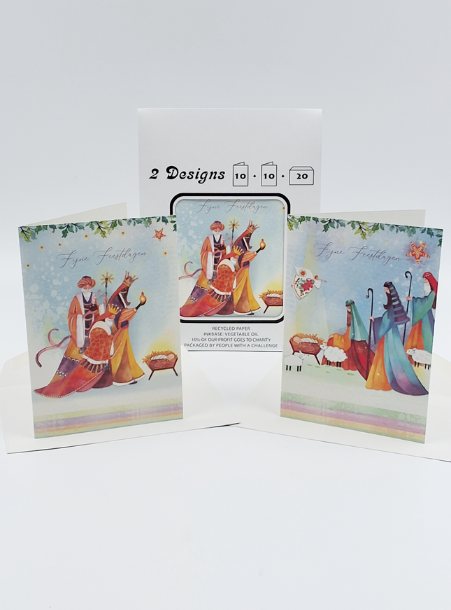 Kerstkaarten tasje 20x drie koningen (F13088 + F13089)