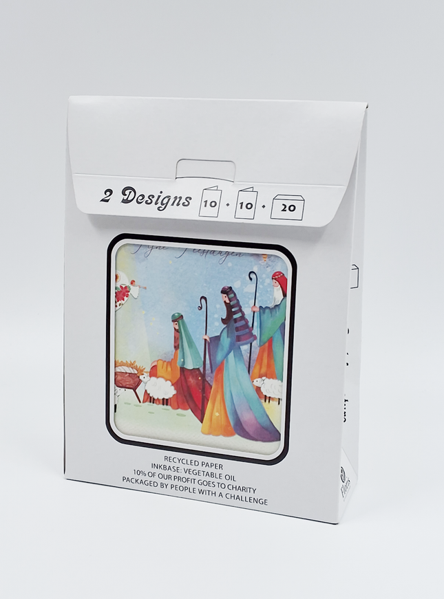 Kerstkaarten tasje 20x drie koningen (F13088 + F13089)