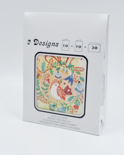 Kerstkaarten tasje 20x vogel en ster (F13090 + F13091)