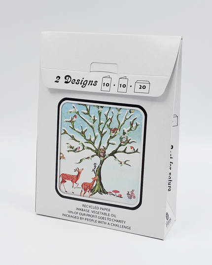 Kerstkaarten tasje 20x vogels en dieren (F13097 + F13098)