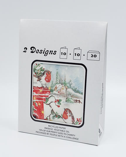 Kerstkaarten tasje 20x vogels en dieren (F13097 + F13098)