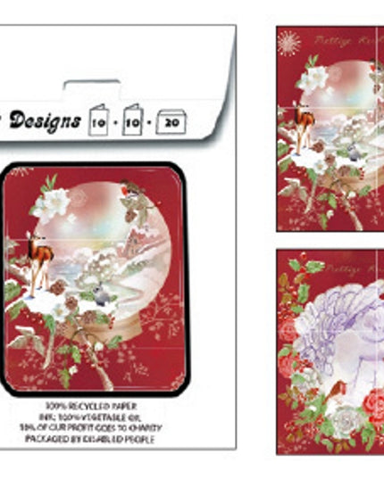 Kerstkaarten tasje 20x dieren en engel (F13099 + F13100)