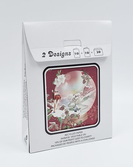 Kerstkaarten tasje 20x dieren en engel (F13099 + F13100)