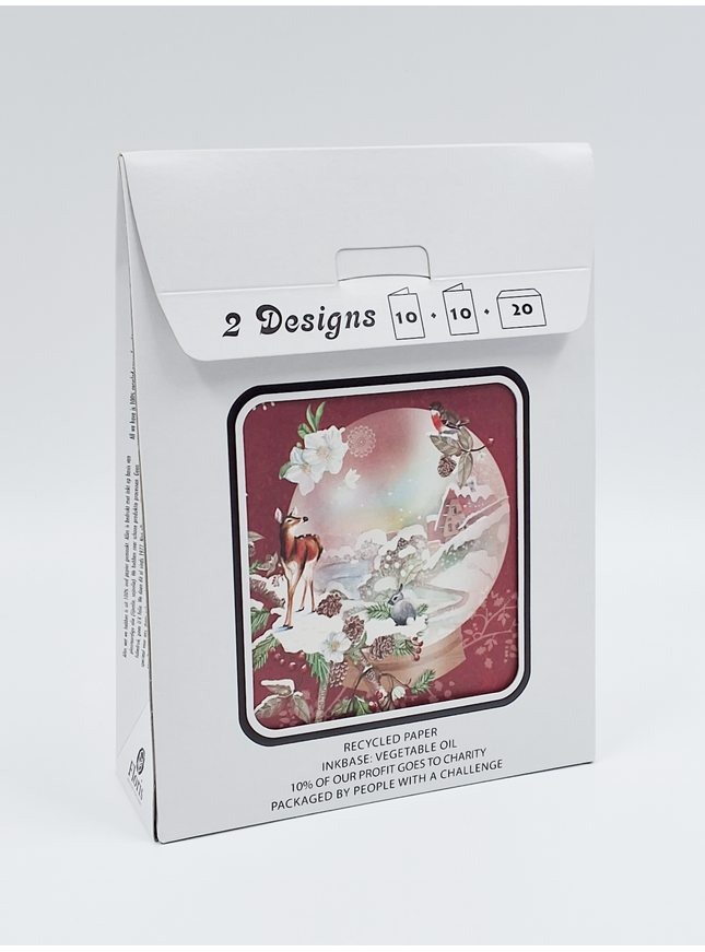 Kerstkaarten tasje 20x dieren en engel (F13099 + F13100)