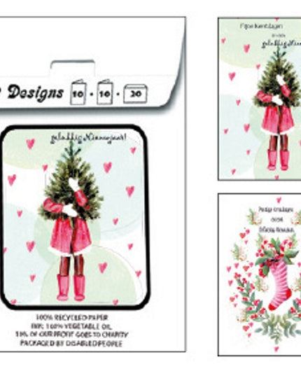 Kerstkaarten tasje 20x prettige kerstdagen (F13103 + F13104)