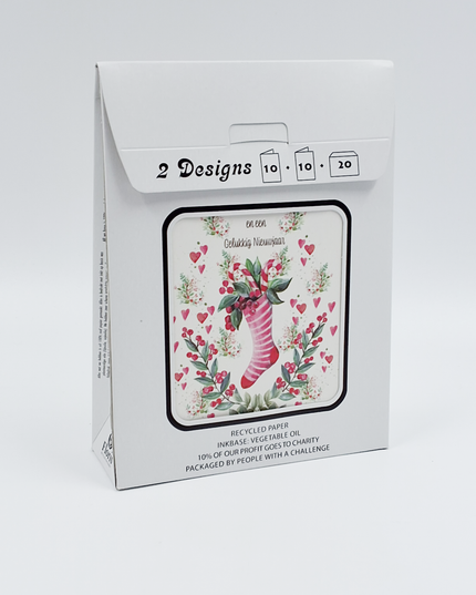 Kerstkaarten tasje 20x prettige kerstdagen (F13103 + F13104)