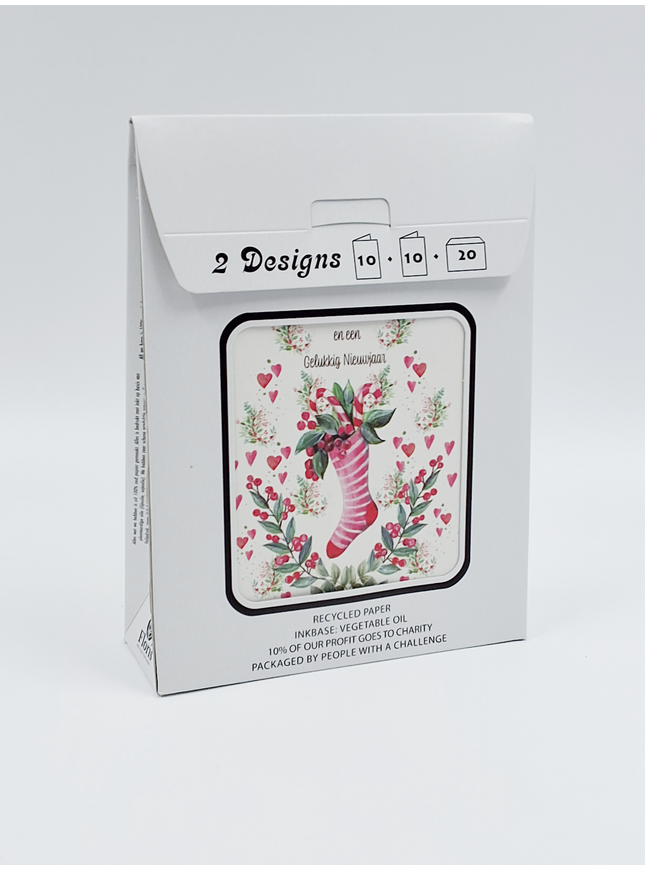 Kerstkaarten tasje 20x prettige kerstdagen (F13103 + F13104)