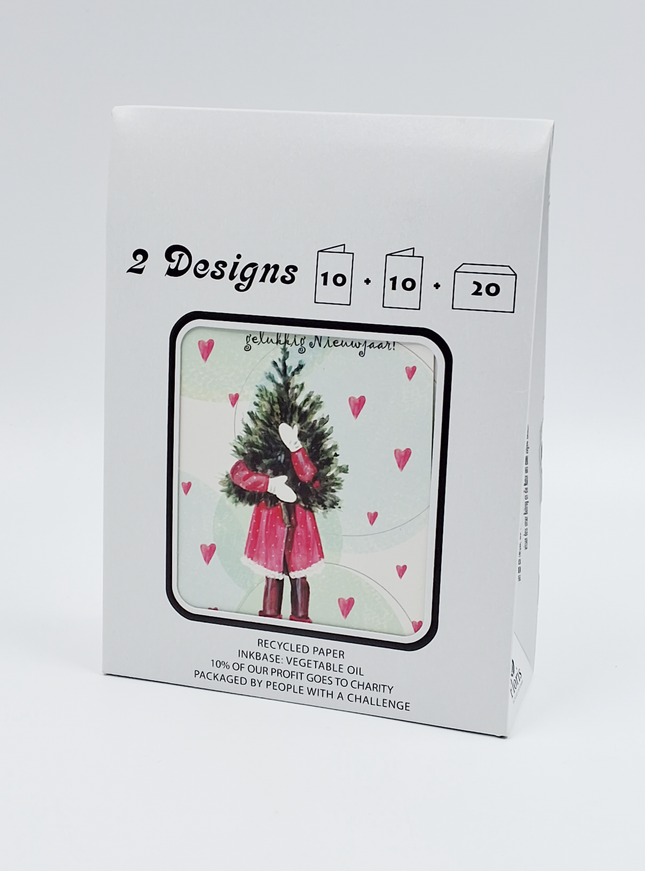 Kerstkaarten tasje 20x prettige kerstdagen (F13103 + F13104)