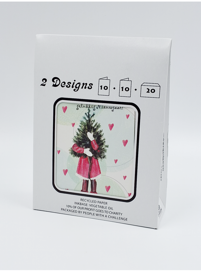 Kerstkaarten tasje 20x prettige kerstdagen (F13103 + F13104)