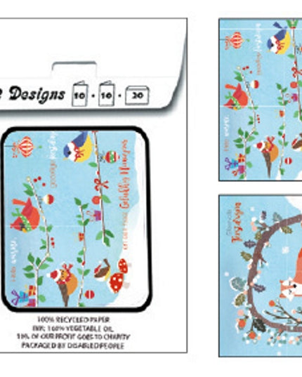 Kerstkaarten tasje 20x diverse wensen (F13101 + F13102)