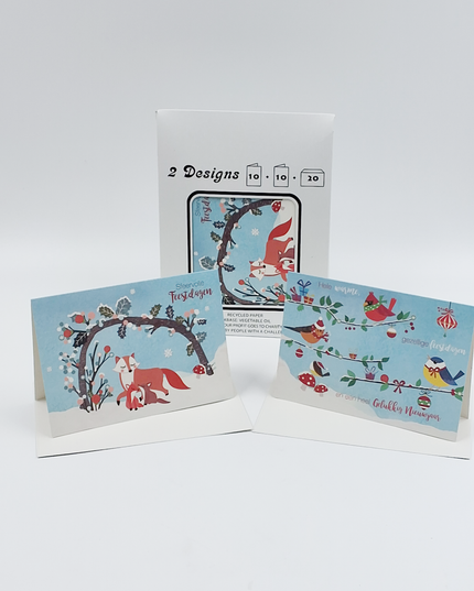 Kerstkaarten tasje 20x diverse wensen (F13101 + F13102)