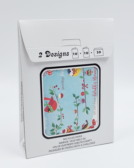 Kerstkaarten tasje 20x diverse wensen (F13101 + F13102)